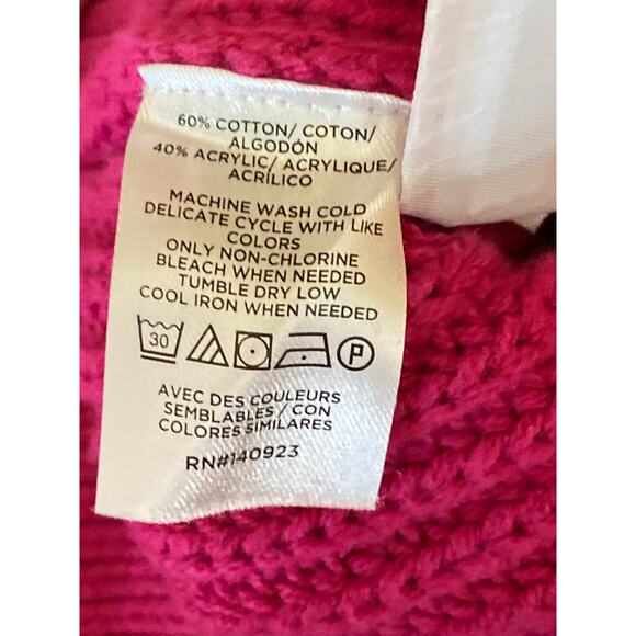 LOFT Women's Pink Chucky Knit Button V-neck Long Sleeve Crop Cardigan Sweater XS - Picture 5 of 5